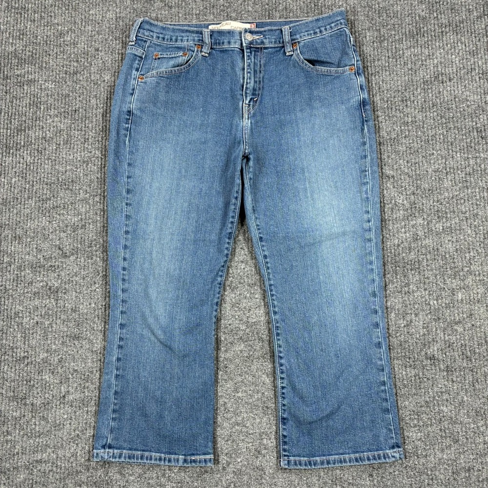 Levis 515 Nouveau Capri Jeans Womens Size 12 Blue Denim Mid Rise Stretch